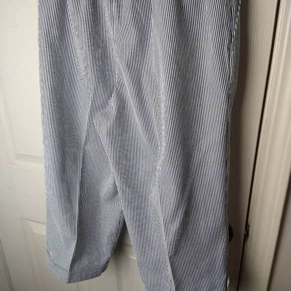 Alfred dunner blue white striped flat front pocket elastic waist Capri. Size 10p - Picture 9 of 10